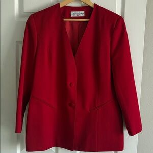 Vintage Red Joan Walters Blazer – Classic Professional Jacket Size 10